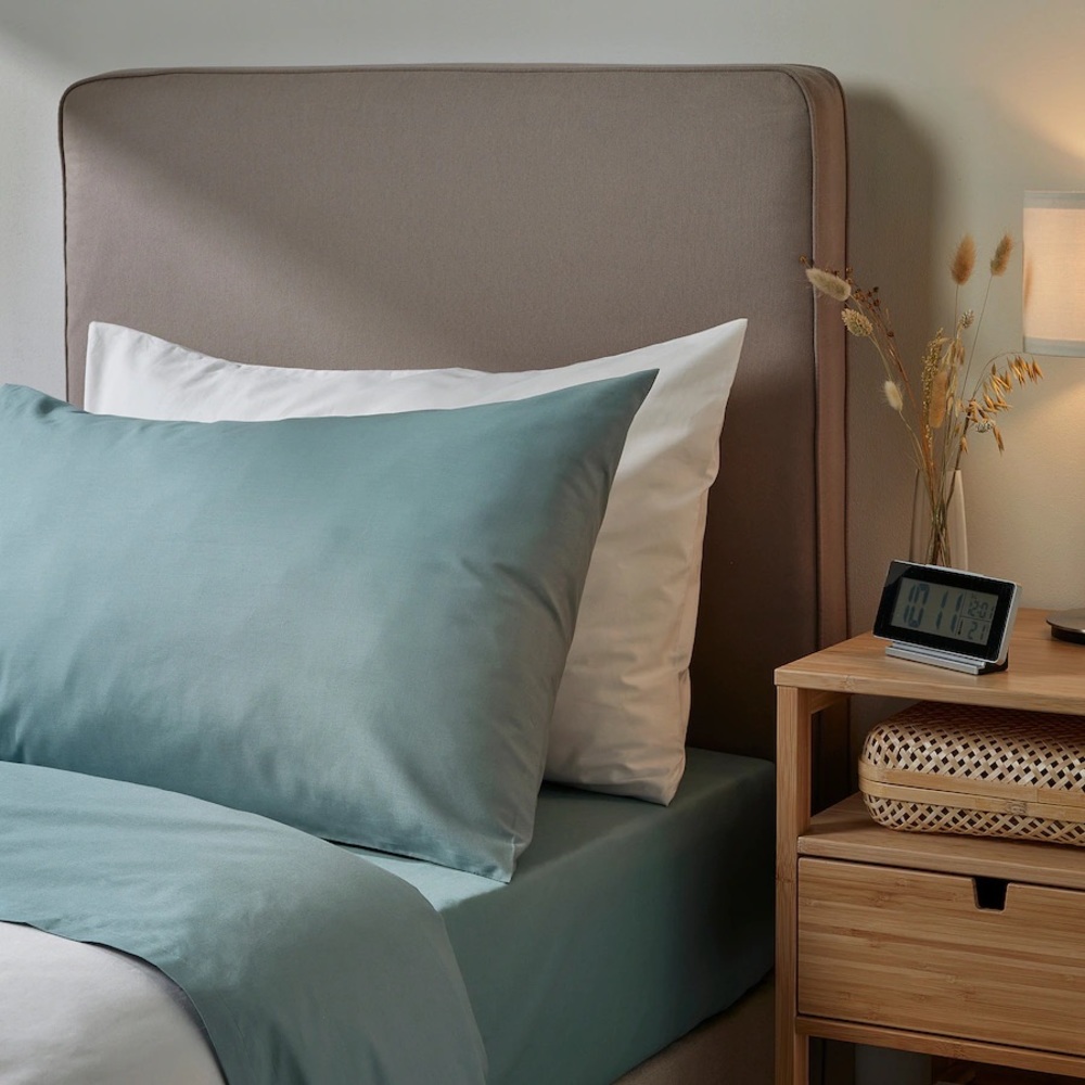 IKEA DVALA Sheet set, light blue, Twin 100 % COTTON NEW (3 pieces) NEW - Picture 3 of 5